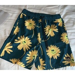 Neff Men's Board Swim Shorts Trunks Daisy Flower Green Size Medium